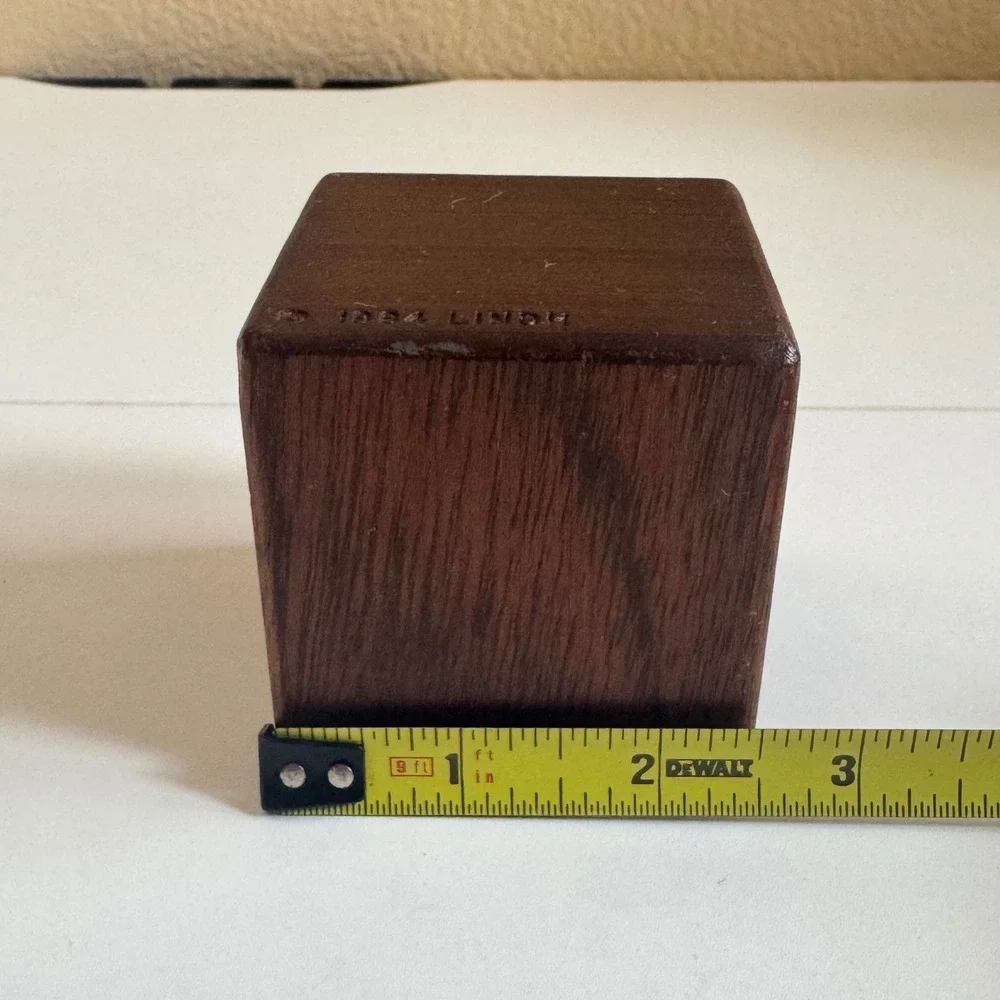 Vintage 1984 Lindh Writers Block Wood Cube Novelty Desk Paperweight 2.5 Inch